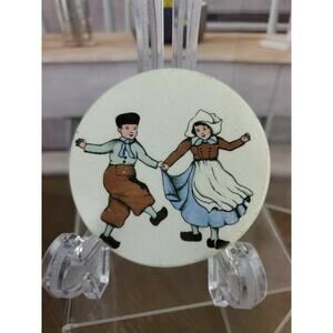 Antique 1914 Sternauware Germany 6081 Dutch boy & Girl 3" Porcelain Coaster